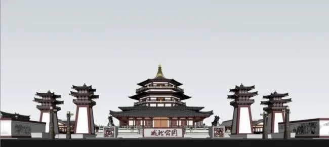 SketchUp Landscape Model: Traditional Chinese Garden with Ancient Architecture