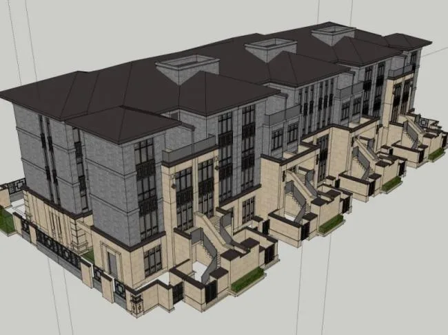 Sketchup Villa Model | Multi row Villa, Modern Chinese Style