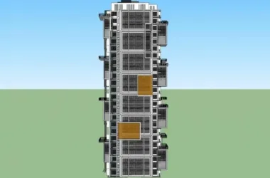 Modern 24-Story High-Rise Residential Building SketchUp Model-BIM WORLD