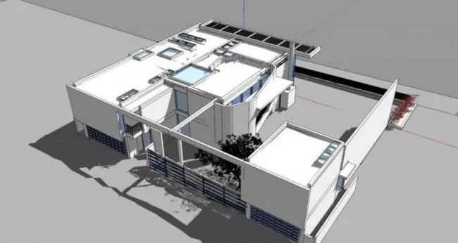 Sketchup Villa Model | California Beach Villa, White Pie Richard Mayer, modern style