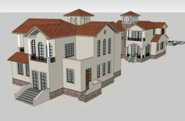 Classical Style Townhouse Villa Model in SketchUp-BIM WORLD