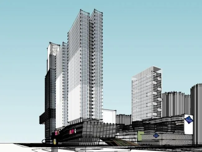 SketchUp Complex Model | Modern Super High-Rise Commercial Office and Hotel Building
