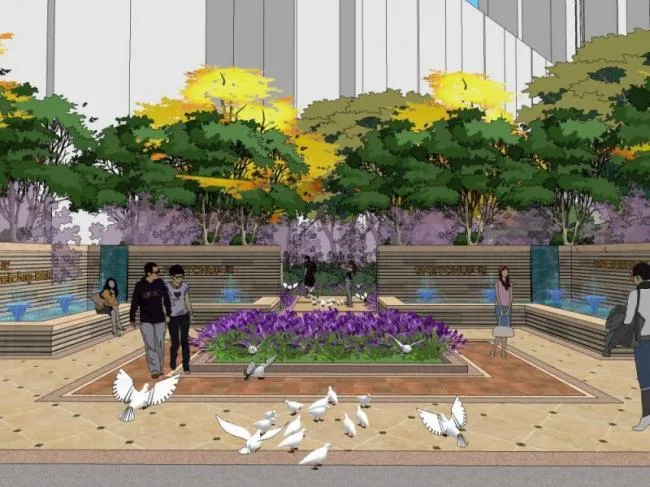 Sketchup Landscape Model | Entrance Landscape of the Community, Classical Style