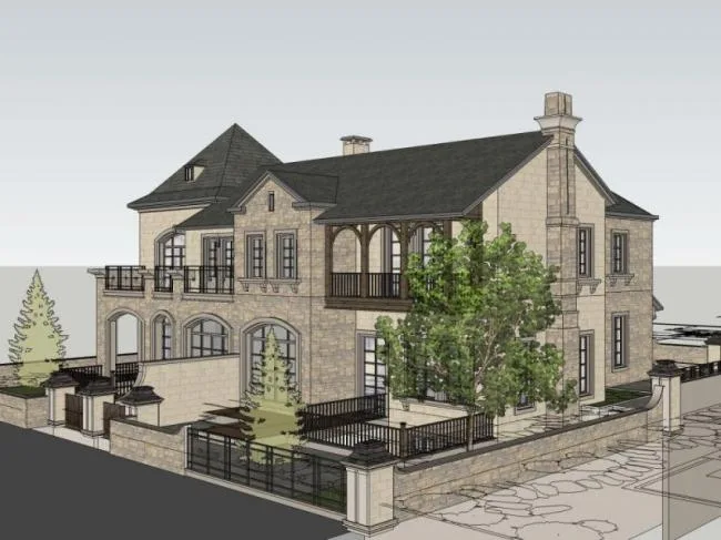 Sketchup Villa Model | Twin Villa, Modern Style