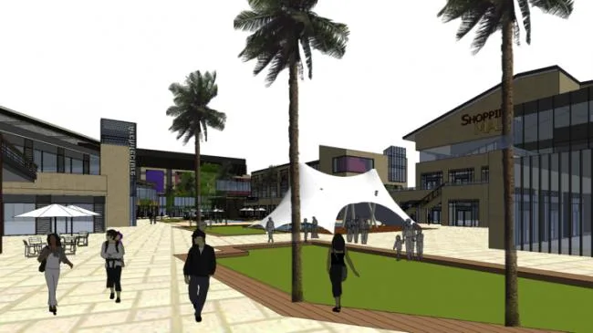 Sketchup Business Model | Riverside Commercial Street, Modern Style