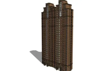 Classical 26-Story High-Rise Residential Building SketchUp Model-BIM WORLD