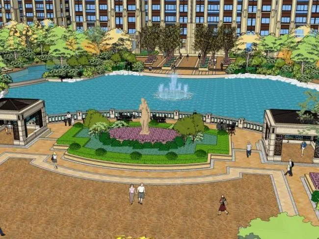 Sketchup Landscape Model | Community Landscape, Residential Landscape, Classical Style