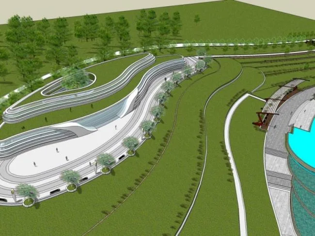 Sketchup Landscape Model | Clubhouse Landscape, Modern Style