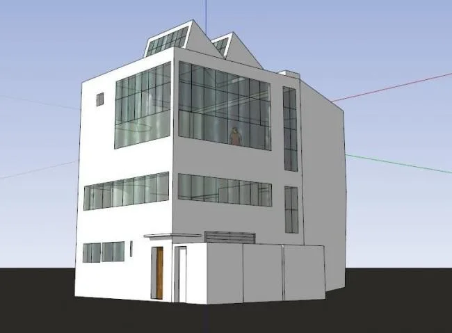 Sketchup Residential Model | Multi story Studio and Apartment, Corbusier, Modern Style