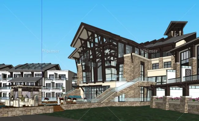 Sketchup Hotel Model | Kempinski, Mountain Hotel, Terrace, Southeast Asian Style