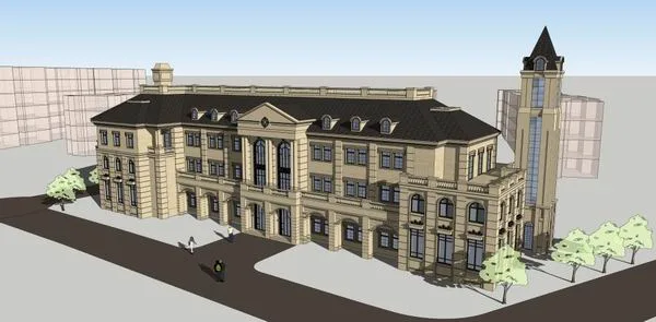 Sketchup Business Model | Multi story Guild Hall, Commercial, German Classical Style