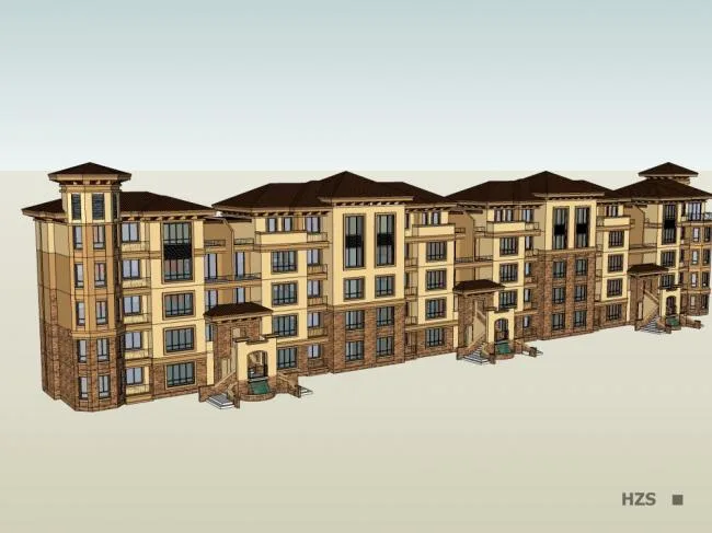 Sketchup Residential Model | Multi story Apartment Residence, Classical Style
