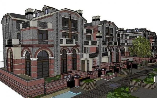 Sketchup Villa Model | Multi row Villa, Modern Style