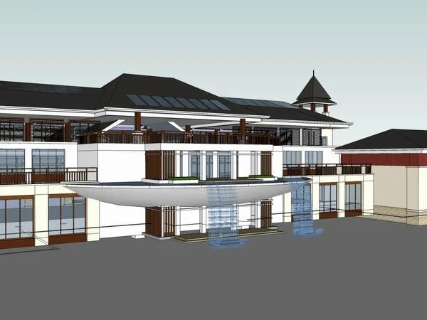 SketchUp Business Model: Multi-Story Commercial Club in Southeast Asian Classical Style