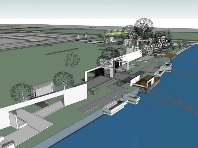 Modern Waterfront Landscape Design in SketchUp
