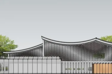 SketchUp Business Model: Multi-Story Sales Office and Commercial Building in Modern Chinese Style-BIM WORLD