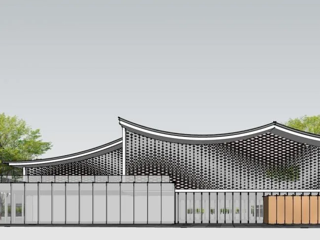 SketchUp Business Model: Multi-Story Sales Office and Commercial Building in Modern Chinese Style