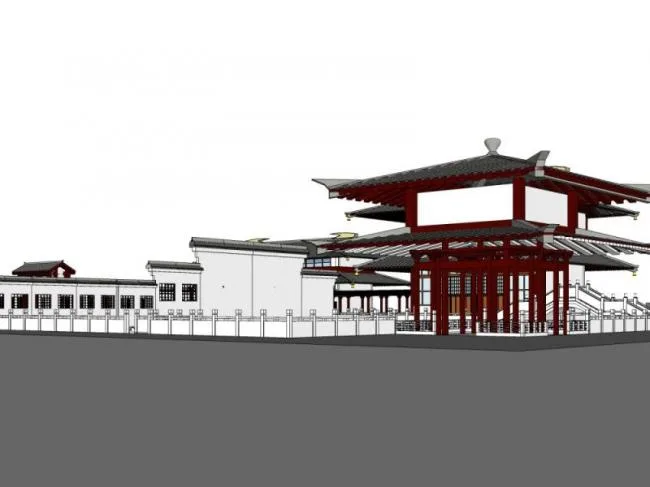 SketchUp Residential Model Featuring a Chinese-Style Courtyard