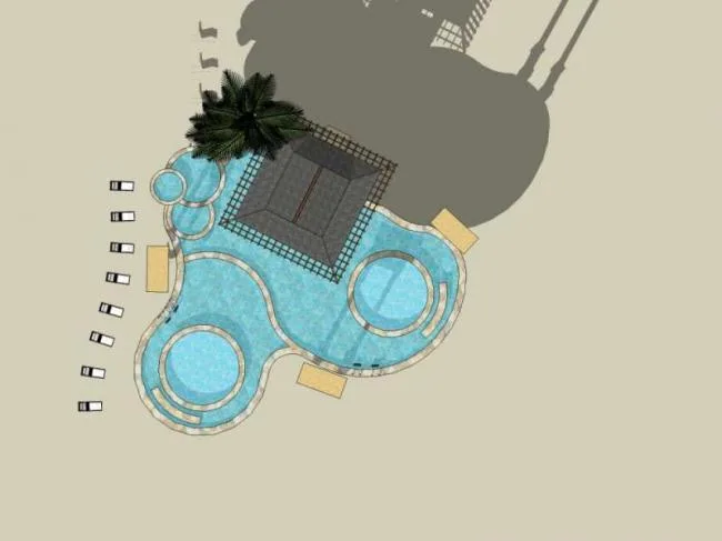 Sketchup Sketch Model | Square Landscape, Pavilions, Sketch, Southeast Asian Style, Classical Style