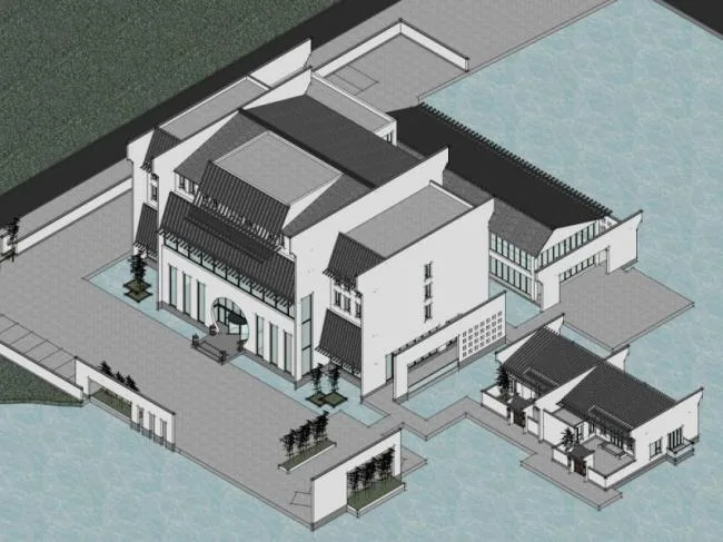 Sketchup Business Model | Clubhouse, New Chinese Style