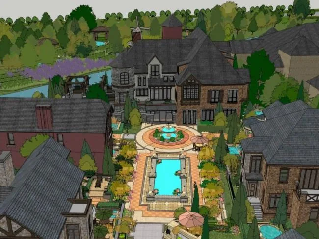 Sketchup Hotel Model | Multi story Resort, Classical Style
