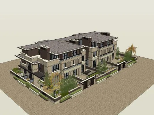 Sketchup Villa Model | Multi row Villa, Modern Style