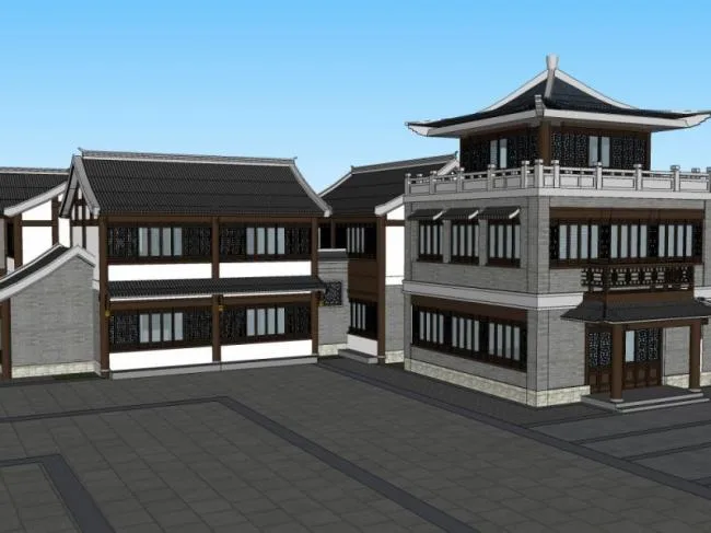 Sketchup Cultural Model | Multi story Garden Expo North Area, Cultural Architecture, Chinese Style