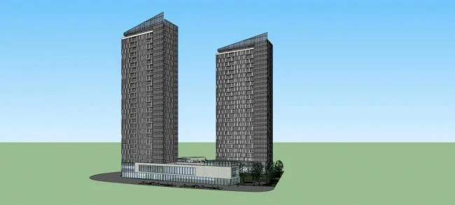 Sketchup Office Model | High rise commercial office building, modern style