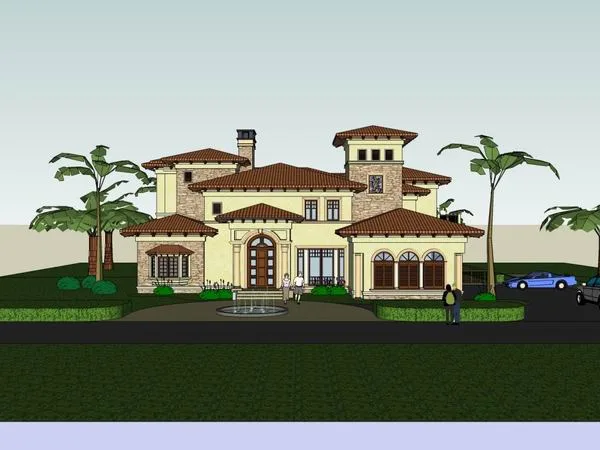 Sketchup Villa Model | Single Family Villa, Classical Style