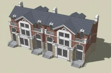 British Classical Style Row Villa Model in SketchUp-BIM WORLD