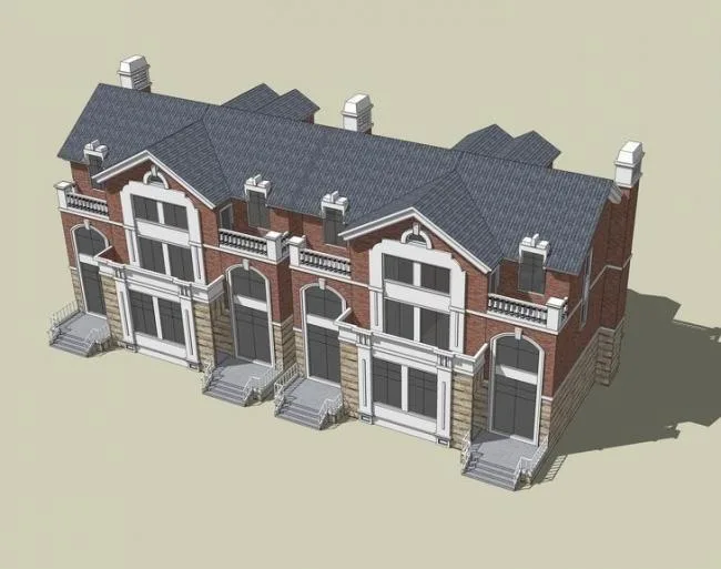 British Classical Style Row Villa Model in SketchUp
