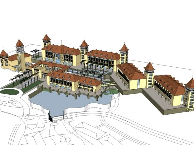 Sketchup Hotel Model | Multi story Hotel, Classical Style