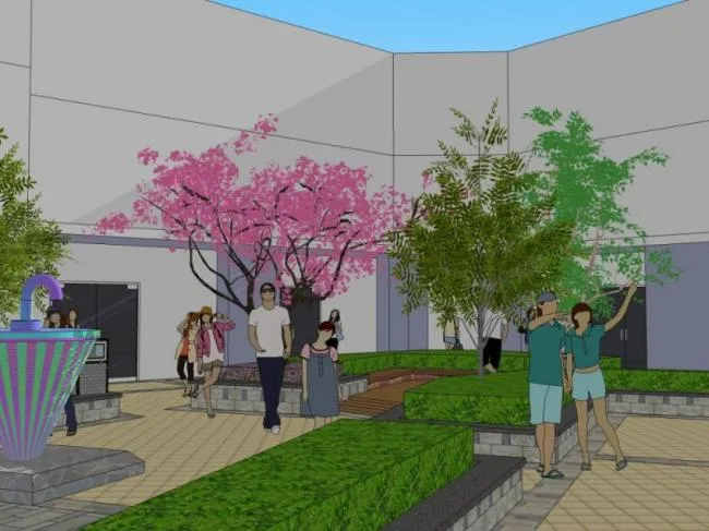 Sketchup Landscape Model | Campus Landscape, School Landscape, Modern Style