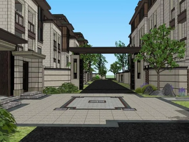 Neoclassical Row Villa Design in SketchUp Model