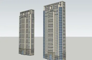 SketchUp Model of a Modern 33-Story High-Rise Residential Building-BIM WORLD