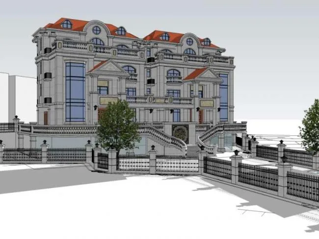 Sketchup Villa Model | Twin Villa, Classical Style