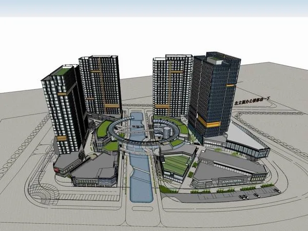 Sketchup Complex Model | Multi story High rise Complex, Office Building, Commercial, Apartment Residential, Modern Style