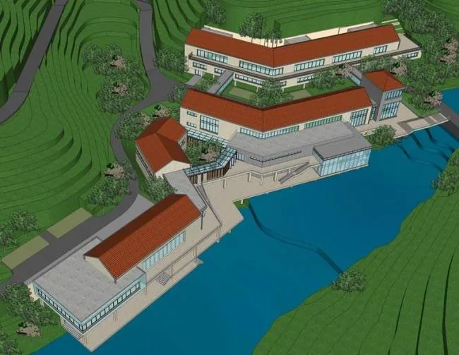 Sketchu Industrial Building | Multi story industrial building, sloping roof, modern style