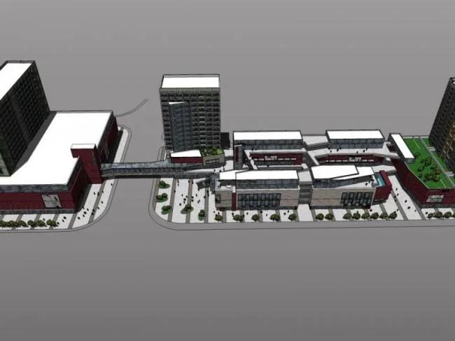 Sketchup Complex Model | Multi story Commercial Complex, Modern Style