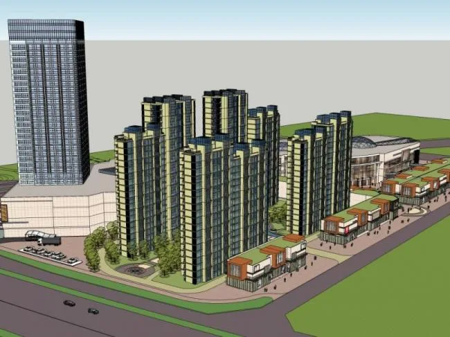 Sketchup Complex Model | Multi story Commercial Complex, Residential, Office, Modern Style