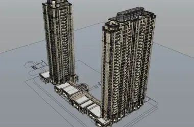 Modern 30-Story Mixed-Use Building: Residential Above, Commercial Below in SketchUp Model-BIM WORLD