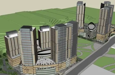 SketchUp Complex Model: Multi-Story High-Rise Office and Residential Building in Modern Style-BIM WORLD