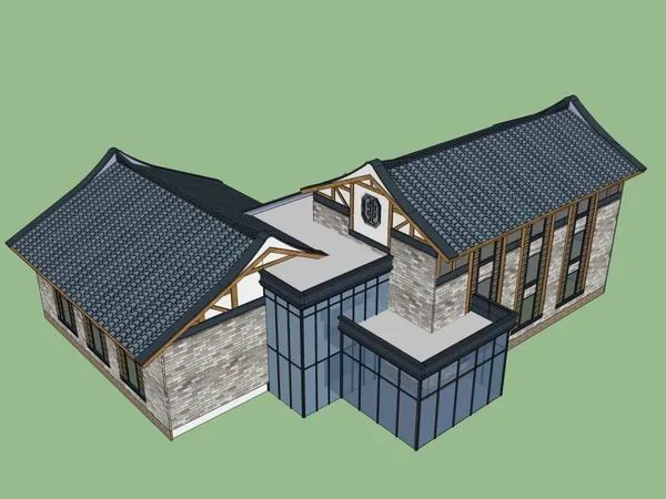 Sketchup Villa Model | Single Family Villa, Classical Style