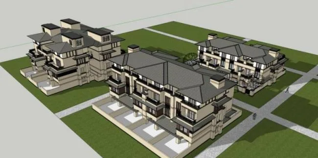 Sketchup Villa Model | Multi row Villa, Modern Style
