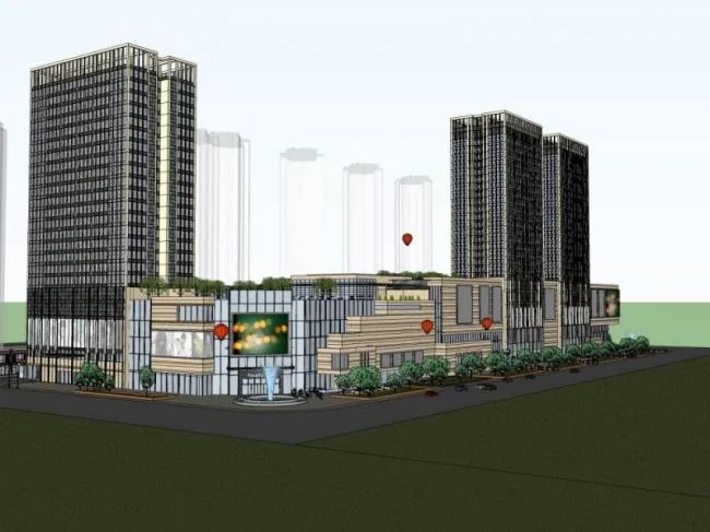 Sketchup Complex Model | Commercial Complex, Modern Style