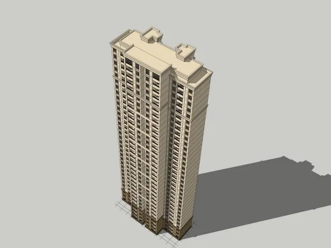 Neoclassical High-Rise Residential Building Model in SketchUp