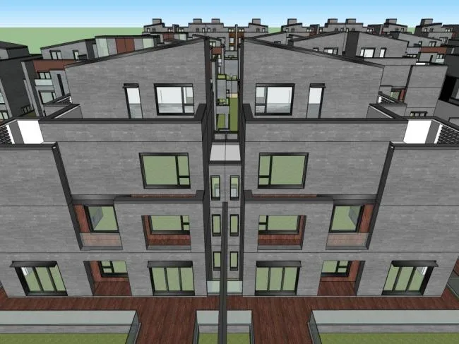 Sketchup Residential Model | Multi story residential building, residential architecture, modern style, townhouse