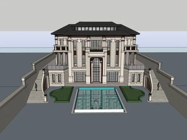Sketchup Villa Model | Solo Private Villa, Classical Style