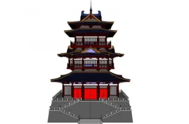 SketchUp Model of a Multi-Story Ancient Chinese Scripture Pavilion-BIM WORLD