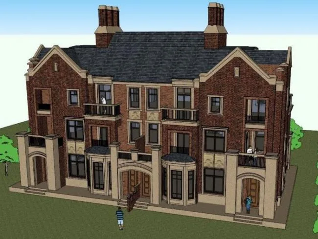 Sketchup Villa Model | Row Villa, British Classical Style